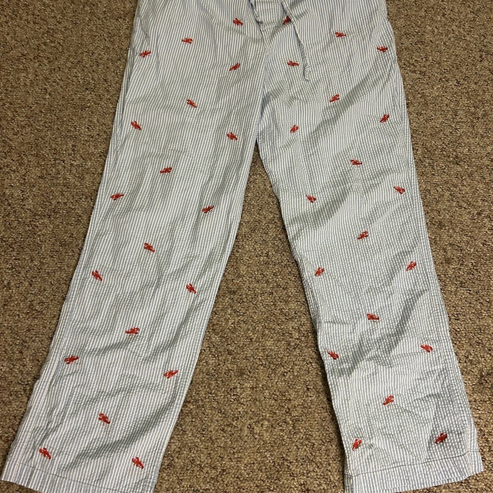 Brooks Brothers Blue and White Striped Pants with Red Accents